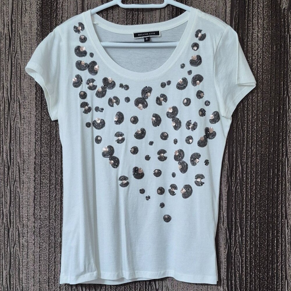 MELANIE LYNE Sequined White Shirt